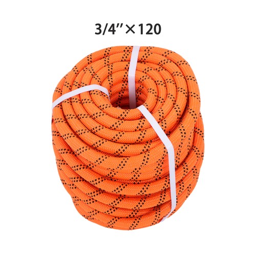 DURAFORCE Orange & Black 48 Strands Polyester Braided Arborist Bull Rope 8626lbs 3/4"×120'