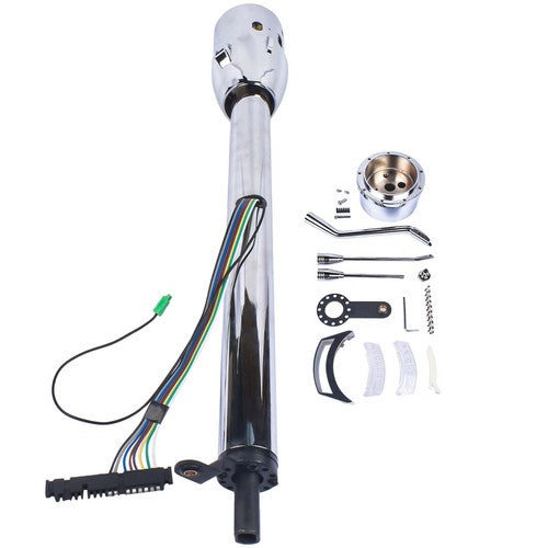 DURAFORCE 30" Chrome Stainless Automatic Steering Column w/9 Hole Wheel Adapter non-keyed