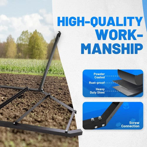 Driveway Drag Tow Behind Drag Harrow 72 Inch Width Steel Gravel Grader For ATV UTV