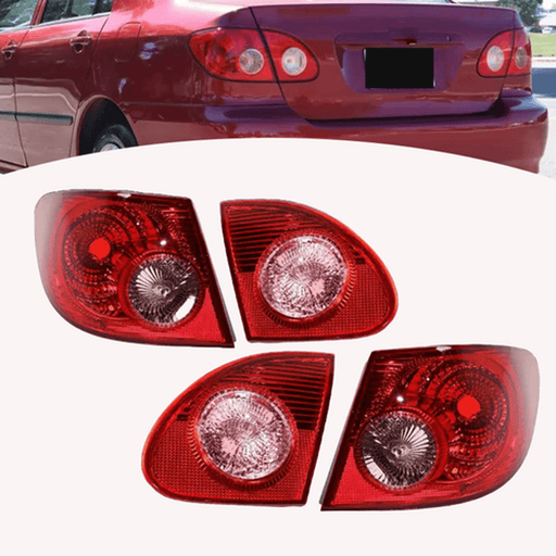 DURAFORCE 4PCS Rear Tail Lights Lamp Clear & Red Lens For 2003 04 2005-2008 Toyota Corolla