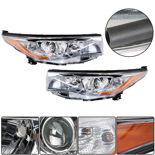 DURAFORCE Left+Right Side Clear Front Headlights Headlamps For Toyota Highlander 2014-2016