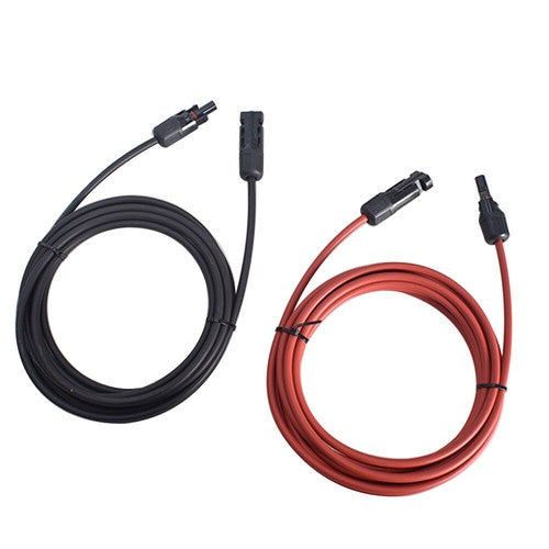 DURAFORCE 1Pair Solar Panel Extension Cable Wire Connector 12AWG 10ft Black + Red