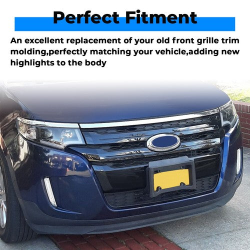 Glossy Black ABS Front Bumper Grille Trim Molding for 2011-2014 Ford Edge 3 Piece