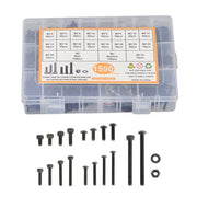 DURAFORCE 1590 pcs M3 Screw Kit with Hex Button and Socket Head Bolts, Nuts, and Washers