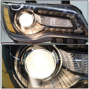 DURAFORCE Headlight Black Pair Projector For Chrysler 300 11-14 Passenger + Driver Side
