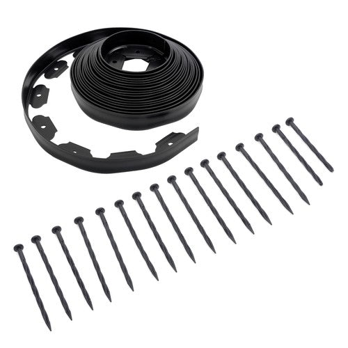 DURAFORCE 40FT Garden Edge Lawn Grass Stone Isolation Strip 16pcs Anchoring Spik US