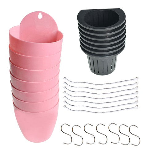 DURAFORCE Pink Self-Watering Plant Flower Pot Wall Hanging Plastic Planter Garden 7 Pack