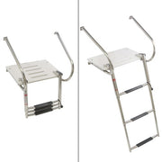 DURAFORCE USA 3-step Stainless Steel Ship Ladder With Platform Marine With Telescoping