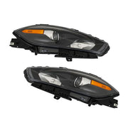 DURAFORCE Fit For Dodge Dart 2013-2016 LH+RH Headlights Replacement Halogen Black Housing