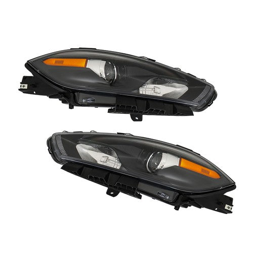 DURAFORCE Fit For Dodge Dart 2013-2016 LH+RH Headlights Replacement Halogen Black Housing