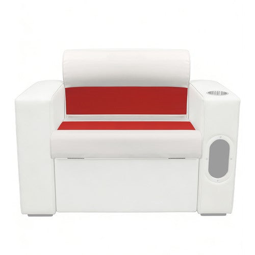 DURAFORCE 28" Boat Pontoon Bench Seat Cushion Set Boat Parts White+Red 2pc #8WD95-1009