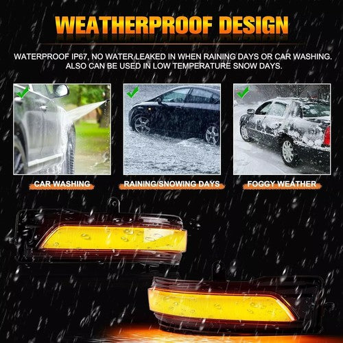 DURAFORCE Rear Mirror LED Smoke Sequential Turn Signal Light For 2019-2022 Dodge Ram 1500