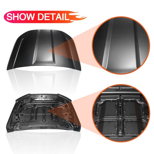 DURAFORCE Fit 2019 2020 2021 2022 Ford Ranger Black Hood Direct Replacement Aluminum