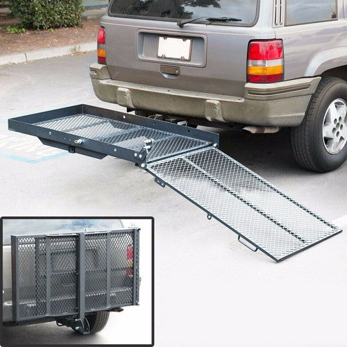 DURAFORCE Mobility Carrier Trailer Hitch Mount Cargo Folding Wheelchair Scooter Rack Ramp