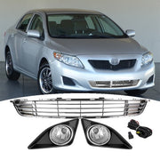 DURAFORCE Front Bumper Fog Lights Lamps Lower Grille Grill for 2009-2010 for Toyota Corolla
