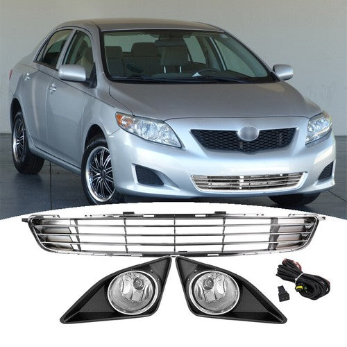 DURAFORCE Front Bumper Fog Lights Lamps Lower Grille Grill for 2009-2010 for Toyota Corolla