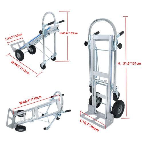 DURAFORCE 1000 LBS Capacity 3 in 1 Convertible Hand Truck for Warehouses & Factories