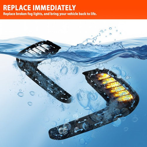 DURAFORCE For 2016-2018 Hyundai Elantra LED DRL Turn Signal Night Driving Fog Lights Pair