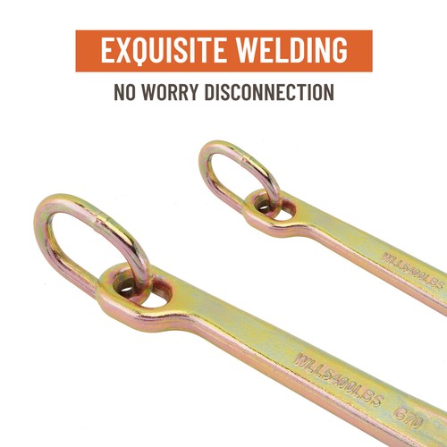 DURAFORCE (2)15" Inch J Hook with Chain Link Tow Axle Strap Wrecker Clevis WLL G70 5400LBS