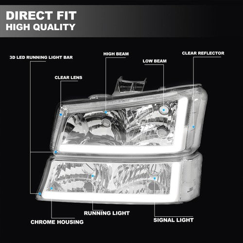 LED Headlights and Bumper Light for 2003-2006 07 Chevy Silverado 1500 2500 3500