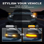 DURAFORCE Rear Mirror LED Smoke Sequential Turn Signal Light For 2019-2022 Dodge Ram 1500