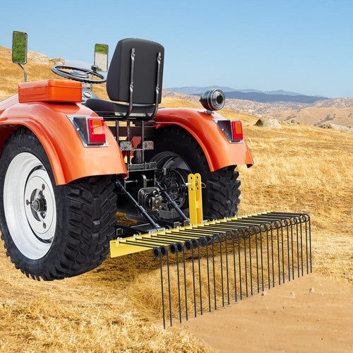 DURAFORCE 60" 3 Point Pine Straw Landscaping Rake For Cat 0 Cat 1 Tractor Rake Attachments