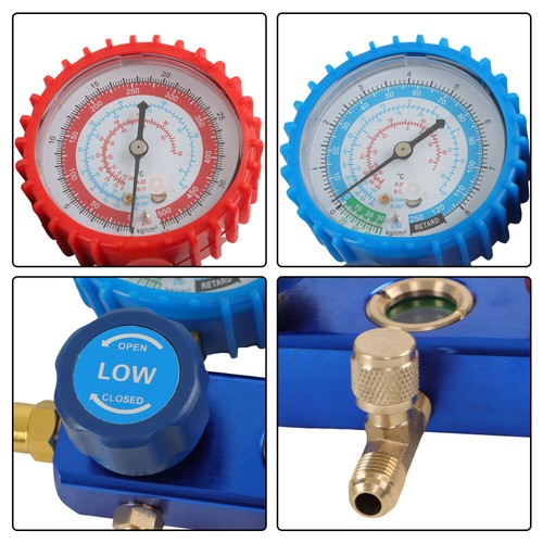 DURAFORCE 110V 60Hz & A/C Refrigeration Kit Manifold Gauge Air Vacuum Pump 4CFM HVAC 1/3HP