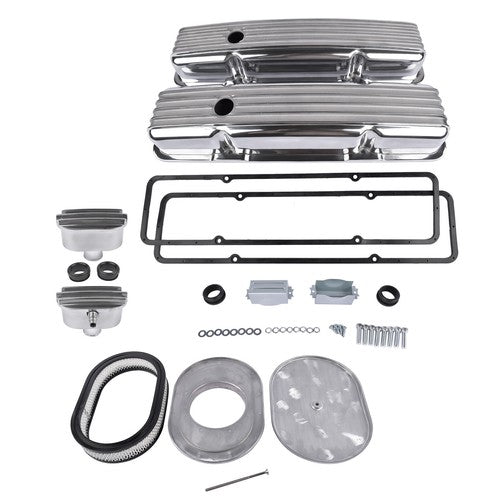 DURAFORCE Polished Valve Cover Breather PCV Valve Air Cleaner For 58-86 SBC Chevy 350 400