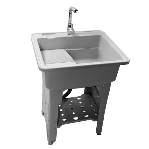 DURAFORCE 65 Freestanding Sink Commercial Laundry & Utility Room Sinks with Faucet Gray