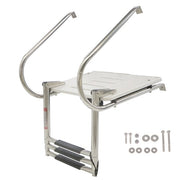 DURAFORCE USA 3-step Stainless Steel Ship Ladder With Platform Marine With Telescoping