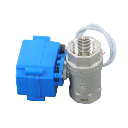 DURAFORCE Solid Motorized Ball Valve 3/4in Full Port SS 9-24V AC/DC NC Auto Return