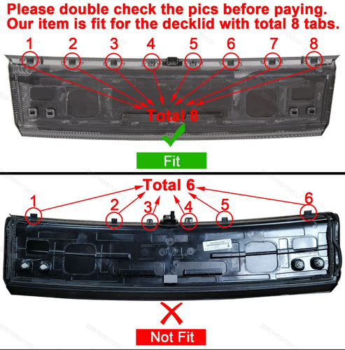 Glossy Black Trunk Panel Decklid Trim Cover for Ford Mustang GT 2015 2023