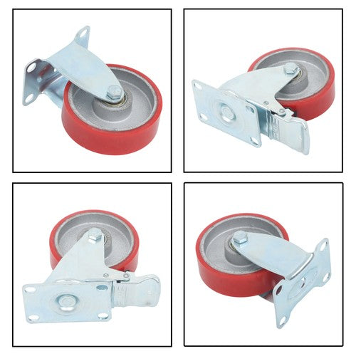 DURAFORCE 4 Inch - 4 Industrial Casters - two with brakes, two without