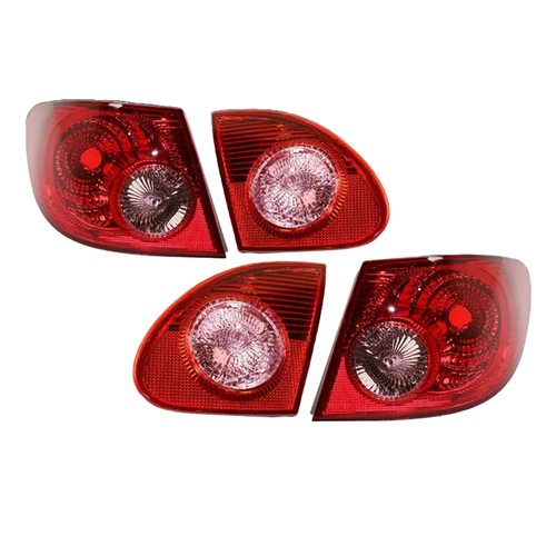 DURAFORCE 4PCS Rear Tail Lights Lamp Clear & Red Lens for 2003-2008 for Toyota Corolla