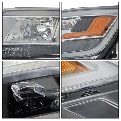 DURAFORCE Left LH Fit For Ford Explorer 2016-19 Halogen W/LED DRL Headlight Chrome Housing