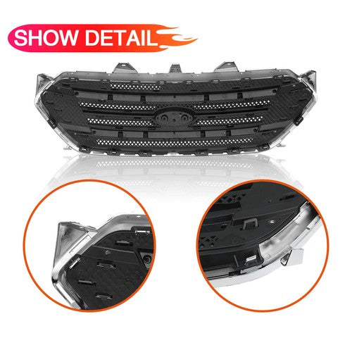 DURAFORCE Fit 2013-2019 Ford Taurus Front Bumper Lip Upper Grille Assembly Chrome Grill