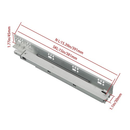 DURAFORCE 1 Pairs Undermount Drawer Slides 15 inch Undermount Soft Close Drawer Slides