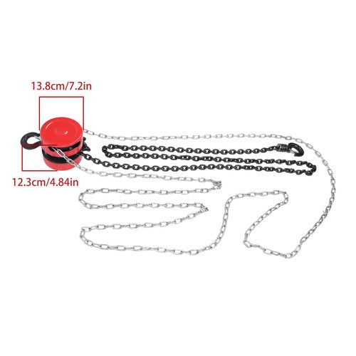 DURAFORCE 1 Ton / 2200Lbs Chain Hoist Manual Puller Block Fall Chain 10FT with Hook Red