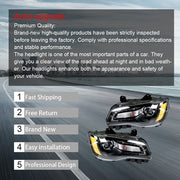 DURAFORCE Headlight Black Pair Projector For Chrysler 300 11-14 Passenger + Driver Side