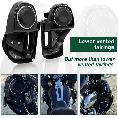 DURAFORCE Lower Vented Fairing 6.5" Speaker Box Pod For Harley Touring Electra Glide 14-24
