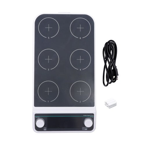 DURAFORCE 6x500ml 6 Position Magnetic Stirrer 50-1200RPM 120℃/248℉ Multi-Position Magnetic