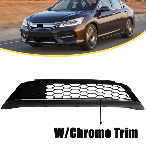 For 2016 2017 Honda Accord Honeycomb Front Lower Grill w/chrome Trim 71152T2FA50