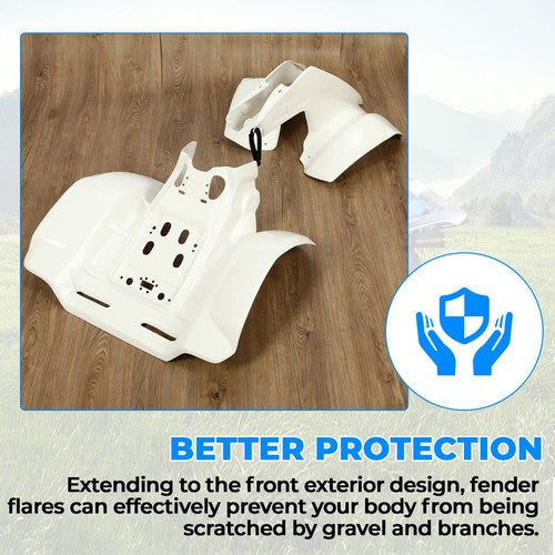 For Honda TRX 250R 1986 1989 White Front Rear Fender Set Plastics Kit