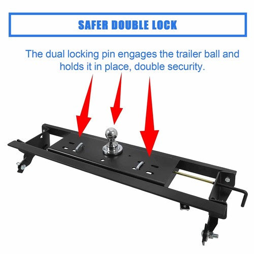 30 Thousand Pound Double Lock Under Bed Gooseneck Trailer Hitch for 2015-2020 Ford F150