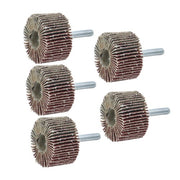 DURAFORCE 5 Pack 1-1/2" x 1" x 1/4" Shank Mounted Flap Wheels 60 Grit Aluminum Oxide