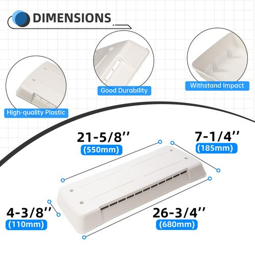 65528 RV Camper Top Roof Refrigerator Vent Cover For Dometic