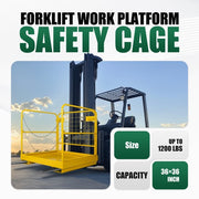 DURAFORCE Forklift Safety Cage Work Platform Basket 36x36 Construction 1200lbs for Aerial