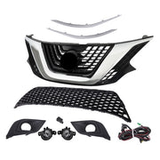 DURAFORCE 8pcs For Nissan Murano 2015-2018 Front Grill Bumper Trim Molding+Foglights Set