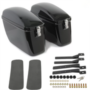 DURAFORCE Vivid Black Large Hard Saddle Bag Trunk For Harley Davidson Honda Yamaha Cruiser