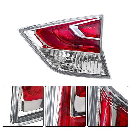 DURAFORCE Right Tail Light Fit For Nissan Rogue 2014-2016 Lamp RH LED Clear&Red Lens Rear